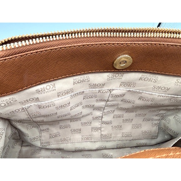 Michael Kors Kellen Crosshatch Leather Satchel Medium 357GS0S6E Tote Adj Strap - Picture 13 of 16